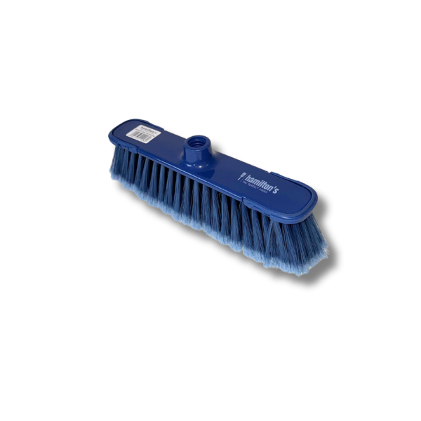 BLUE UPRIGHT DELUXE BROOM HEAD WITH RUBBER BUMPERS